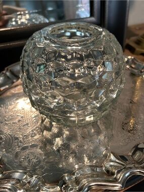 3 pc set Homco (Fostoria style)  cubist Fairy Lamp w: votive holder and votive